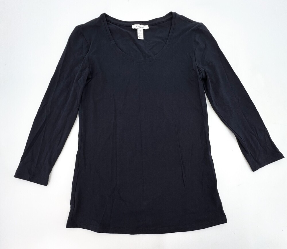 Daily Ritual Shirt Womens Small Black Blouse Long Sleeve PUllover